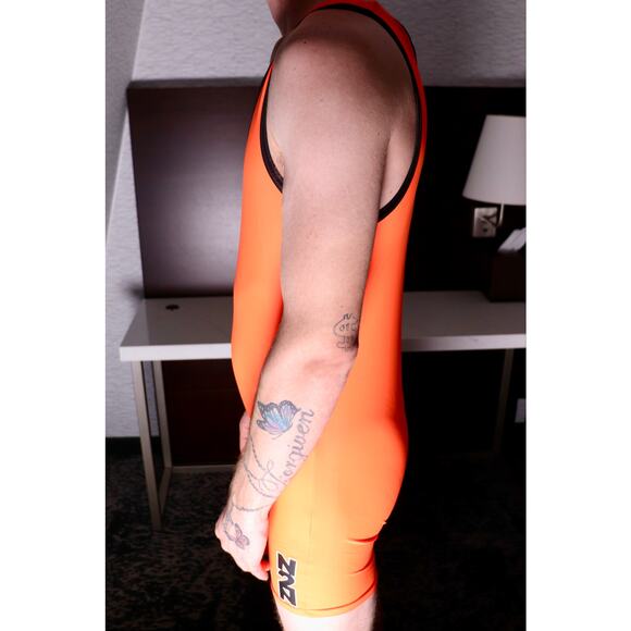 N2N Bodywear Orange Hero Flash Singlet - Size M - Picture 2 of 5